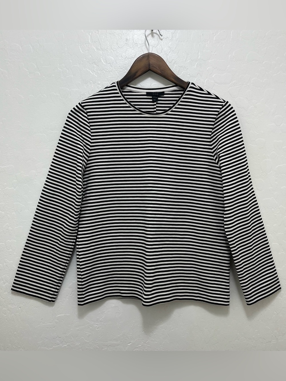 COS Black & White Stripe Long Sleeve Shirt Size S Classic Basic